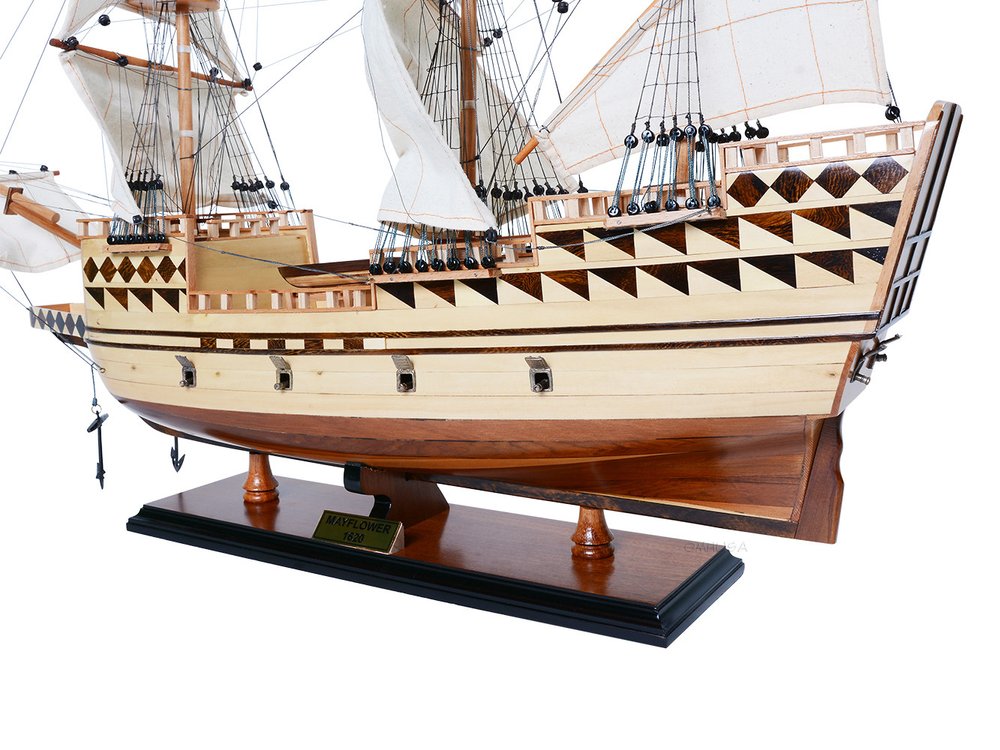 25" Unfinished Wood Hand Painted Model Boat