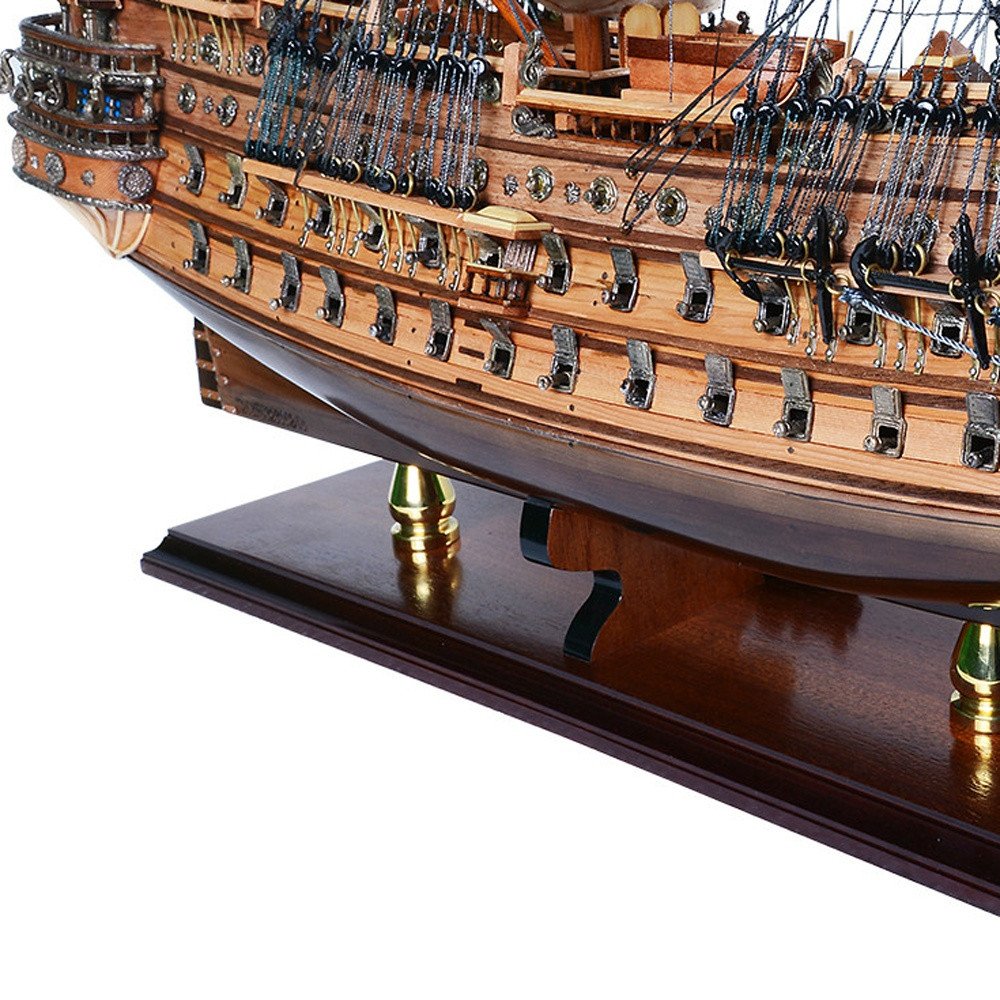 26" Unfinished Wood Hand Painted Model Boat