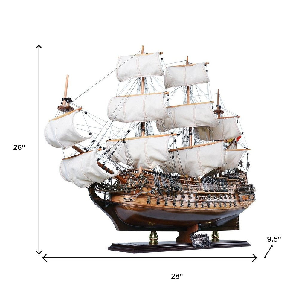 26" Unfinished Wood Hand Painted Model Boat