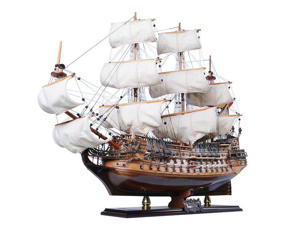 26" Unfinished Wood Hand Painted Model Boat