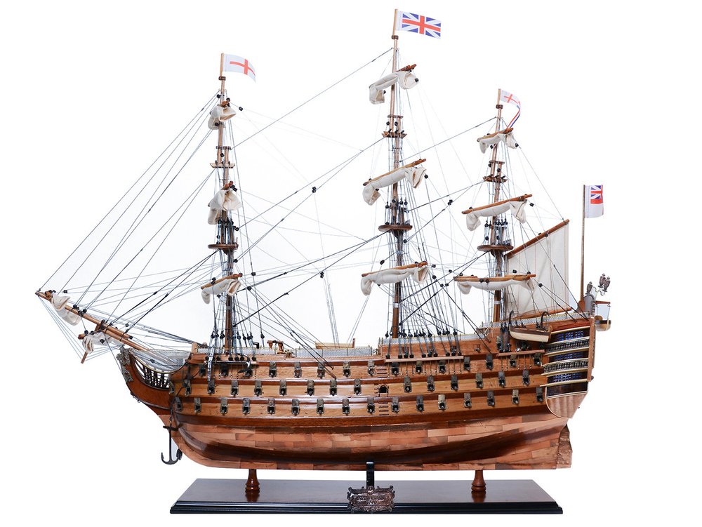 32" Unfinished Wood Hand Painted Model Boat