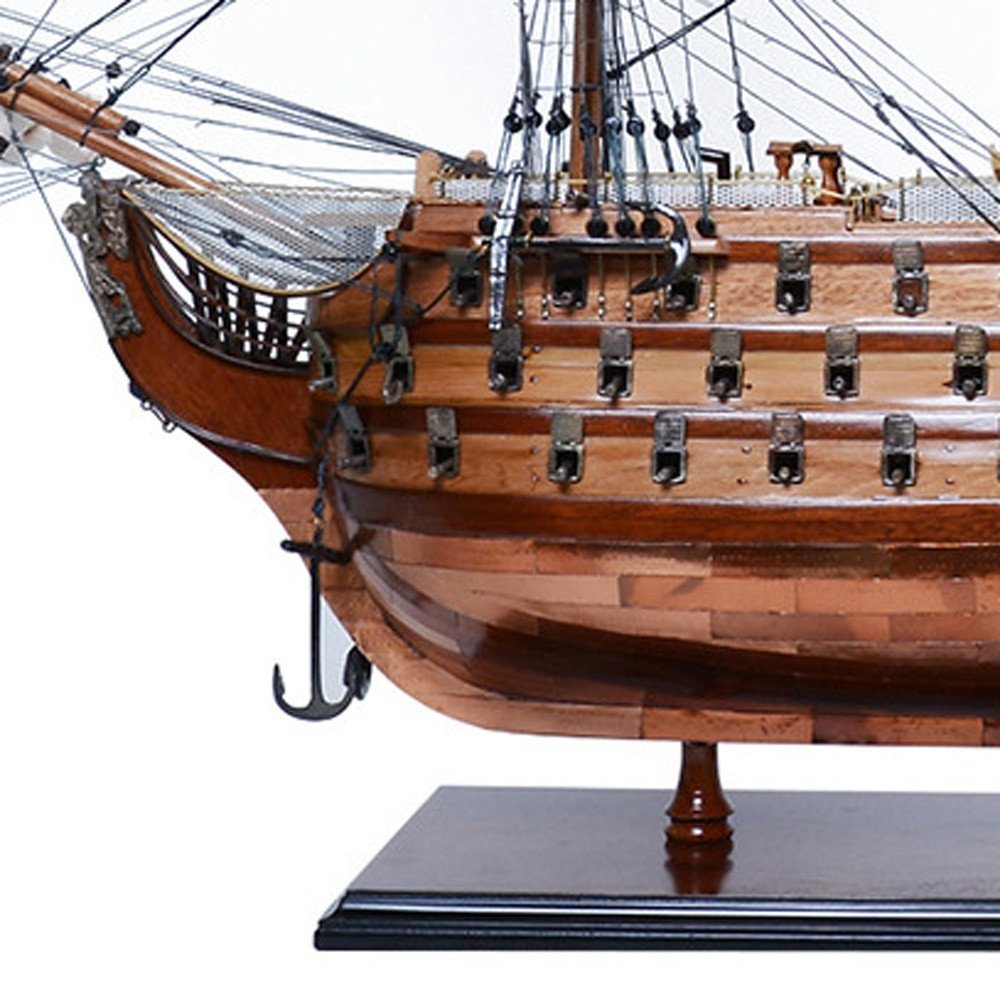 32" Unfinished Wood Hand Painted Model Boat