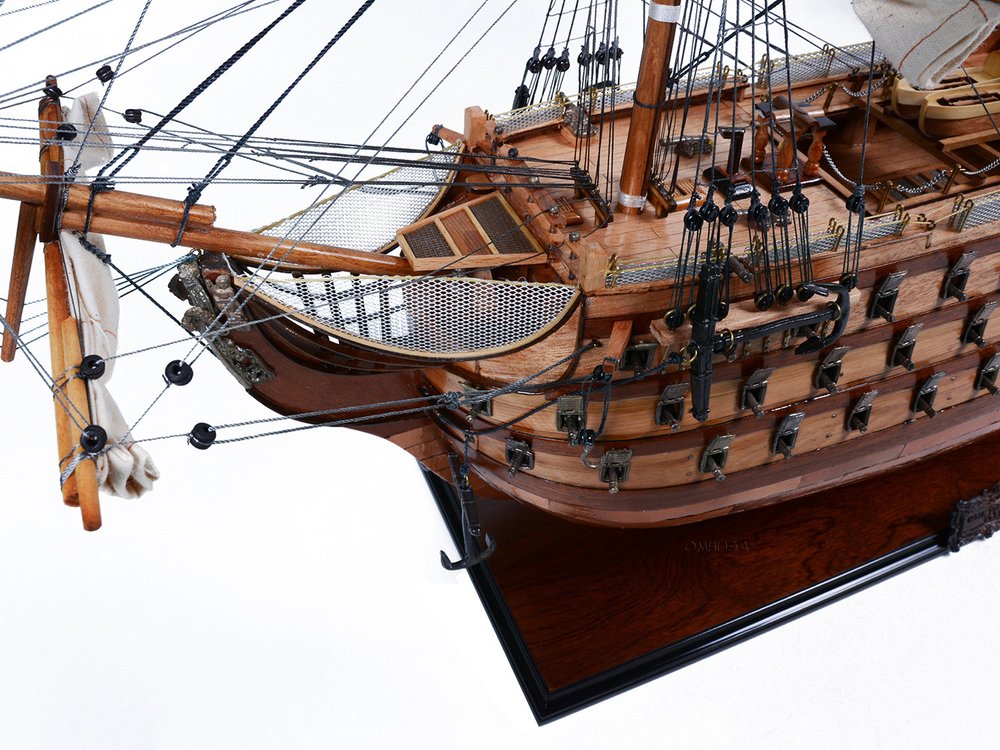 32" Unfinished Wood Hand Painted Model Boat