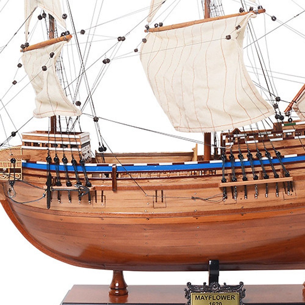 30" Unfinished Wood Hand Painted Model Boat