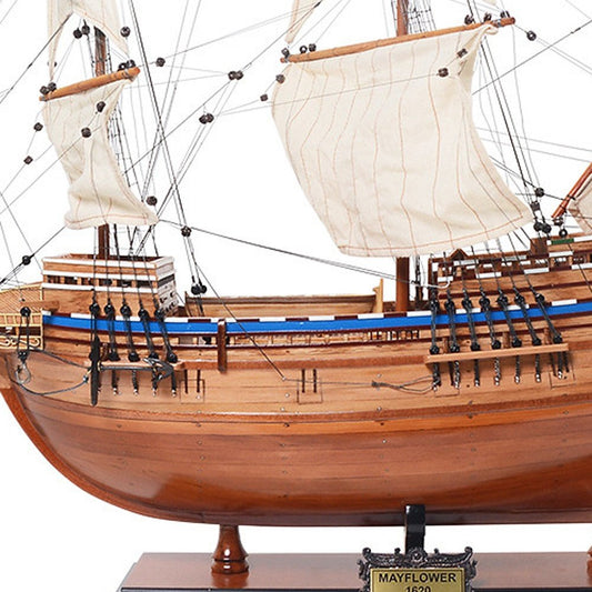 30" Unfinished Wood Hand Painted Model Boat