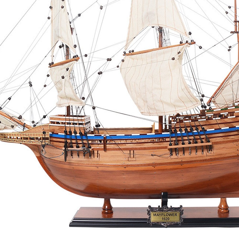 30" Unfinished Wood Hand Painted Model Boat