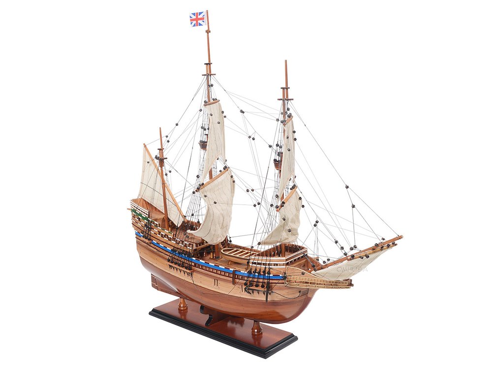 30" Unfinished Wood Hand Painted Model Boat