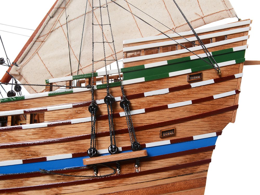 30" Unfinished Wood Hand Painted Model Boat