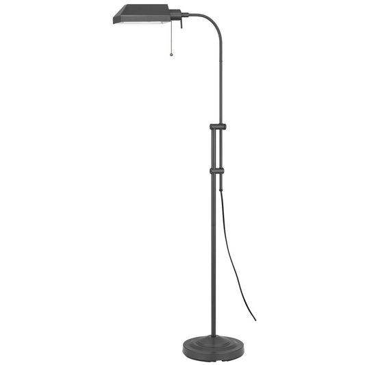 Gray Metal Adjustable Reading Floor Lamp With Gray Metal Shade