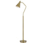 63" Antiqued Brass Metal Reading Floor Lamp With Antiqued Brass Metal Cone Shade