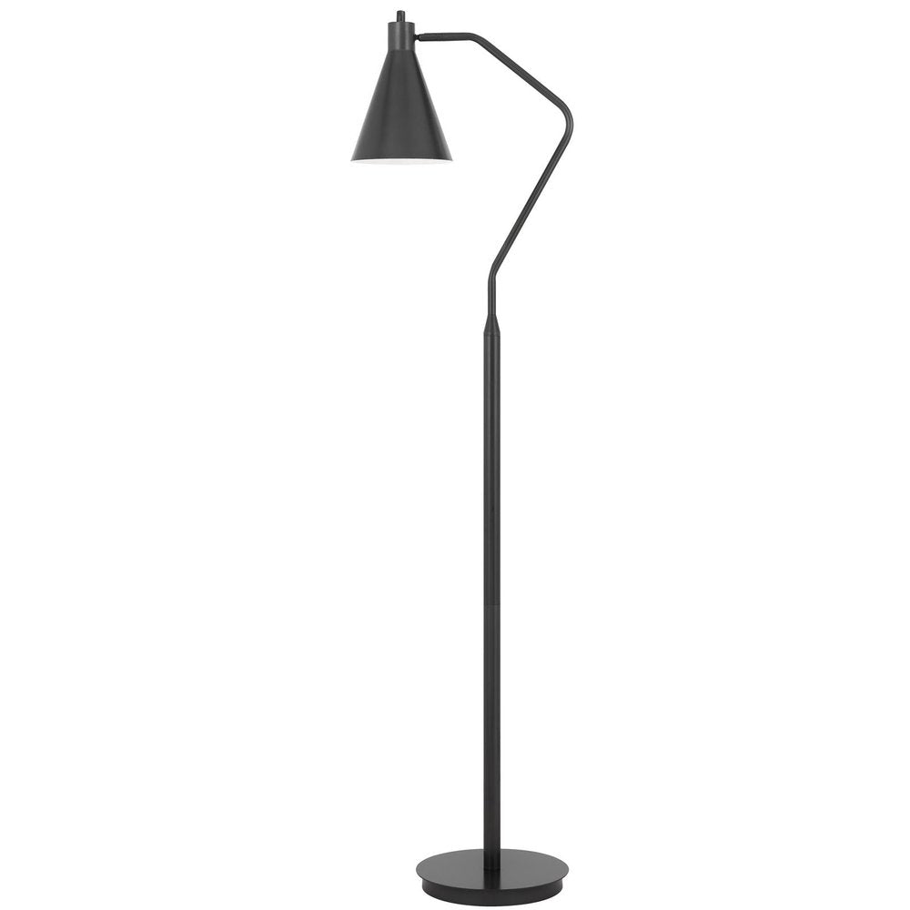 63" Gray Metal Reading Floor Lamp With Gray Metal Cone Shade