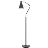 63" Gray Metal Reading Floor Lamp With Gray Metal Cone Shade