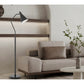63" Gray Metal Reading Floor Lamp With Gray Metal Cone Shade