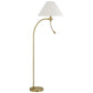 68" Antiqued Brass Metal Reading Floor Lamp With Off White Fabric Empire Shade