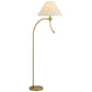 68" Antiqued Brass Metal Reading Floor Lamp With Off White Fabric Empire Shade