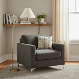 68" Antiqued Brass Metal Reading Floor Lamp With Off White Fabric Empire Shade