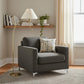 68" Antiqued Brass Metal Reading Floor Lamp With Off White Fabric Empire Shade
