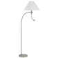 68" Nickel Metal Reading Floor Lamp With White Fabric Empire Shade