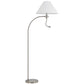68" Nickel Metal Reading Floor Lamp With White Fabric Empire Shade