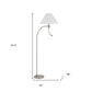 68" Nickel Metal Reading Floor Lamp With White Fabric Empire Shade
