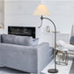 68" Bronze Metal Reading Floor Lamp With Off White Fabric Empire Shade