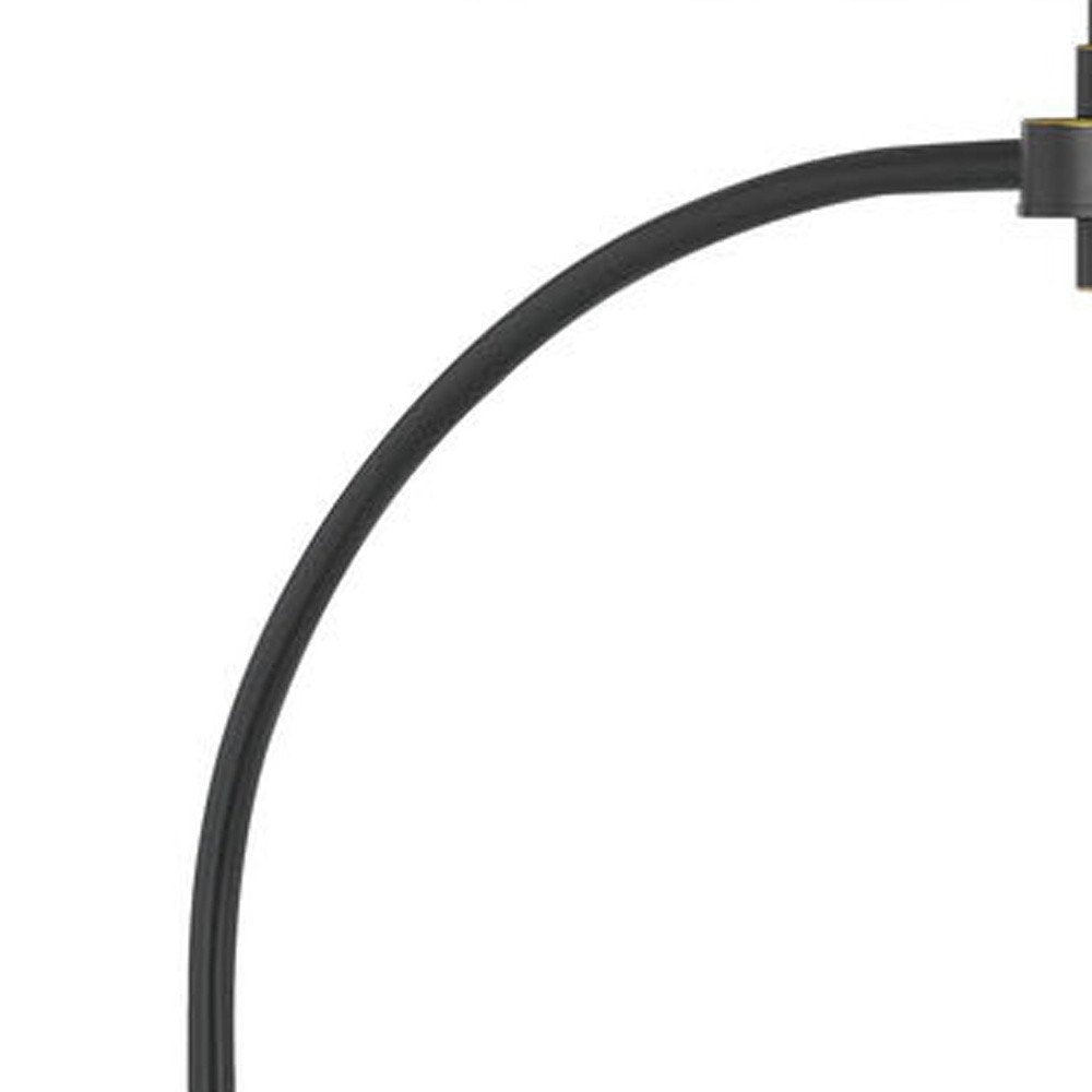 68" Bronze Metal Reading Floor Lamp With Off White Fabric Empire Shade