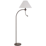 68" Rust Metal Reading Floor Lamp With Gray Fabric Empire Shade