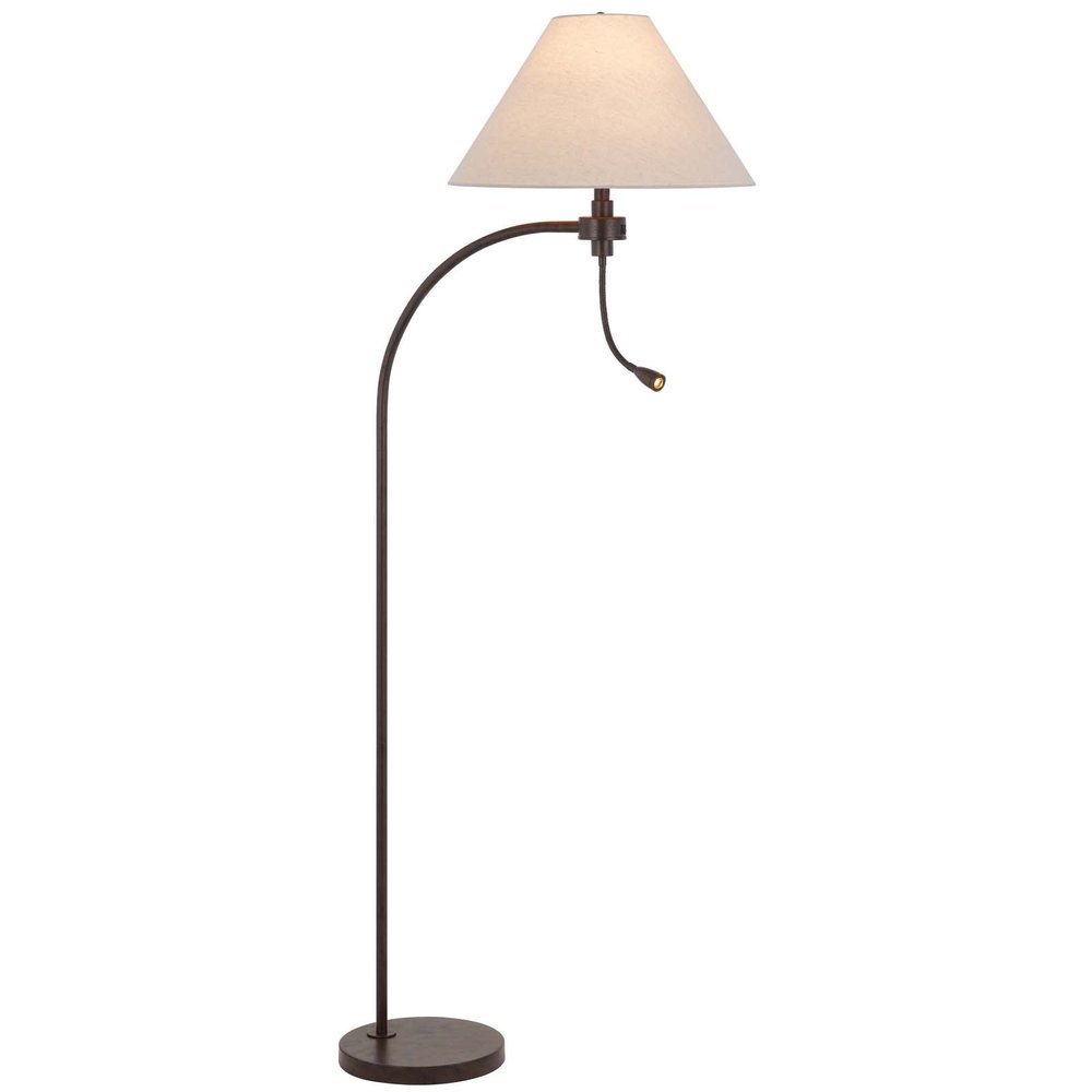 68" Rust Metal Reading Floor Lamp With Gray Fabric Empire Shade