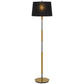 60" Antiqued Brass Metal Floor Lamp With Black Fabric Drum Shade