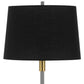 60" Antiqued Brass Metal Floor Lamp With Black Fabric Drum Shade