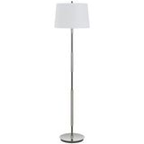 60" Silver Metal Floor Lamp With White Fabric Drum Shade