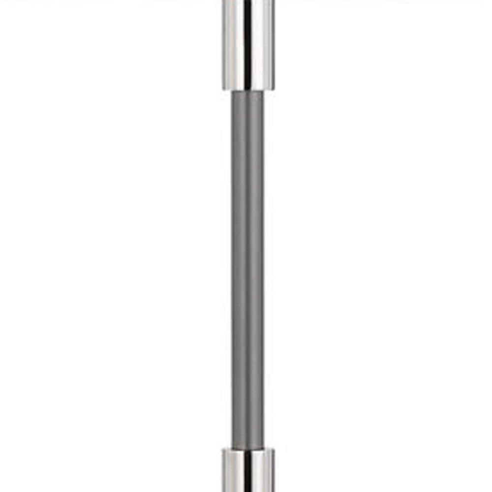 60" Silver Metal Floor Lamp With White Fabric Drum Shade