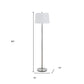 60" Silver Metal Floor Lamp With White Fabric Drum Shade