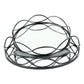 Set of Two Black And Silver Metal And Mirrored Glass Round Vanity Trays