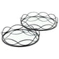 Set of Two Black And Silver Metal And Mirrored Glass Round Vanity Trays