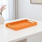 16" Orange And Gold Faux Shagreen Handmade Serving Tray With Handles