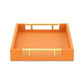 16" Orange And Gold Faux Shagreen Handmade Serving Tray With Handles