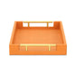 16" Orange And Gold Faux Shagreen Handmade Serving Tray With Handles