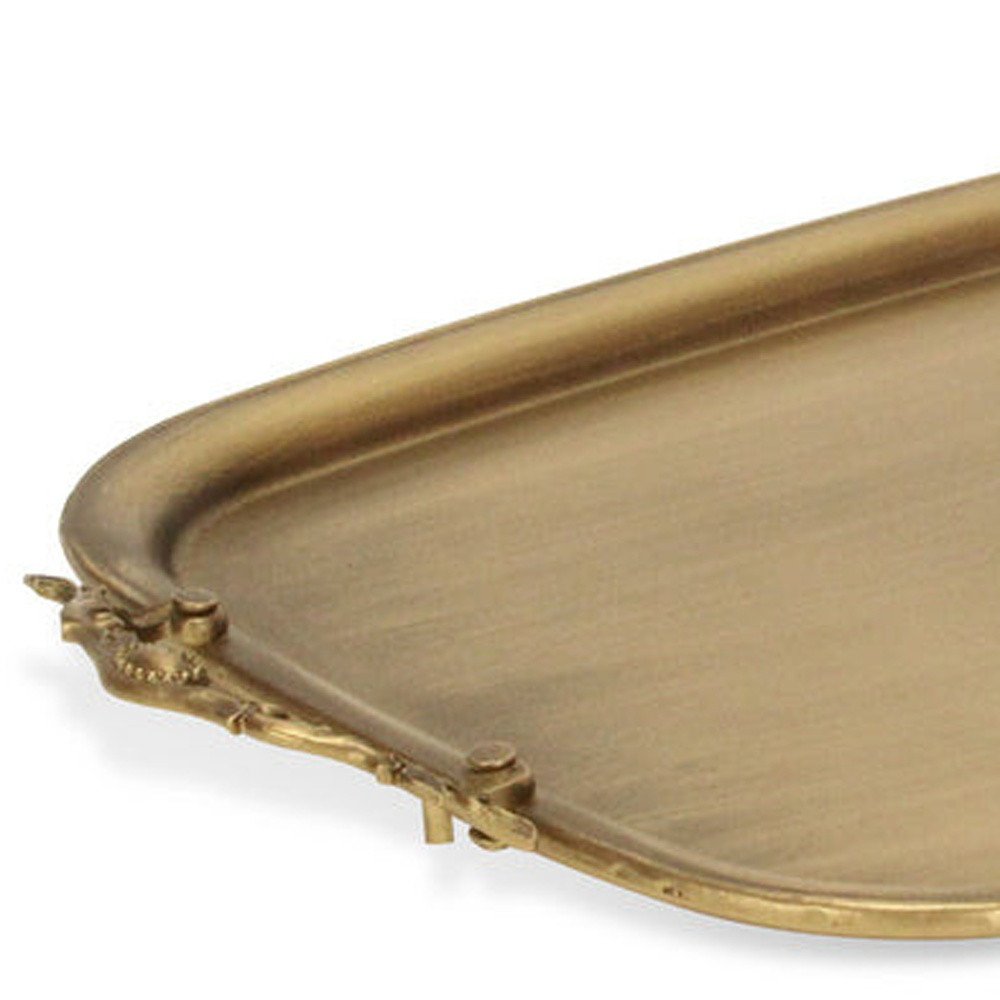19" Antiqued Gold Cast Iron Handmade Vanity Tray