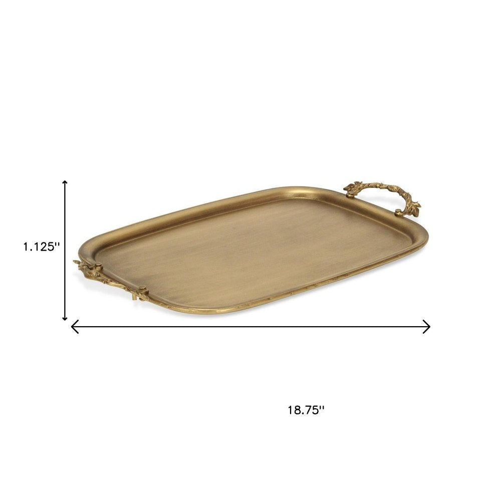 19" Antiqued Gold Cast Iron Handmade Vanity Tray