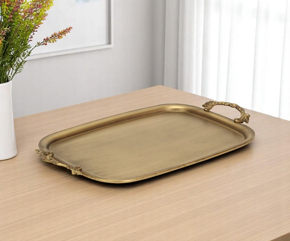 19" Antiqued Gold Cast Iron Handmade Vanity Tray