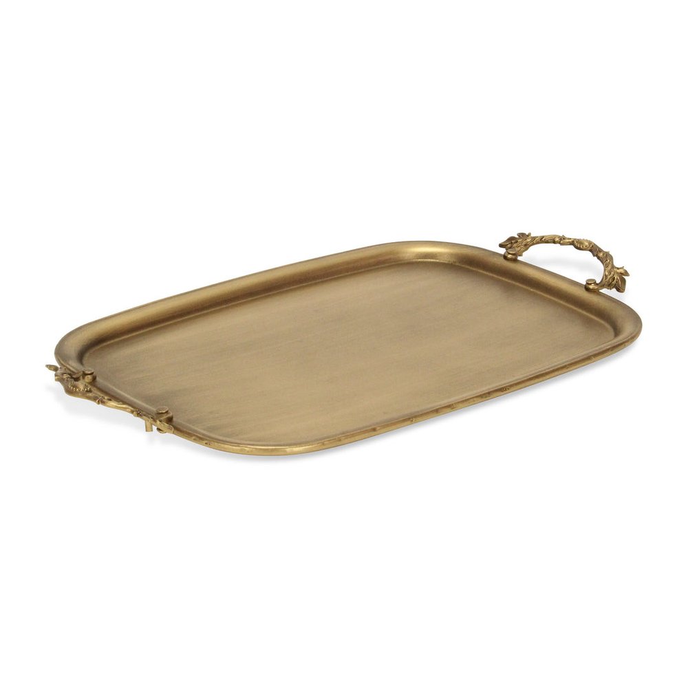 19" Antiqued Gold Cast Iron Handmade Vanity Tray
