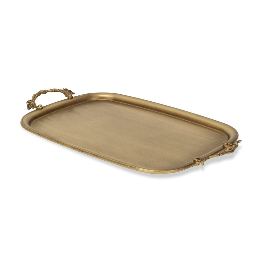 19" Antiqued Gold Cast Iron Handmade Vanity Tray