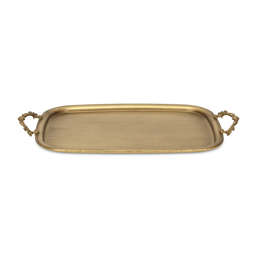 19" Antiqued Gold Cast Iron Handmade Vanity Tray