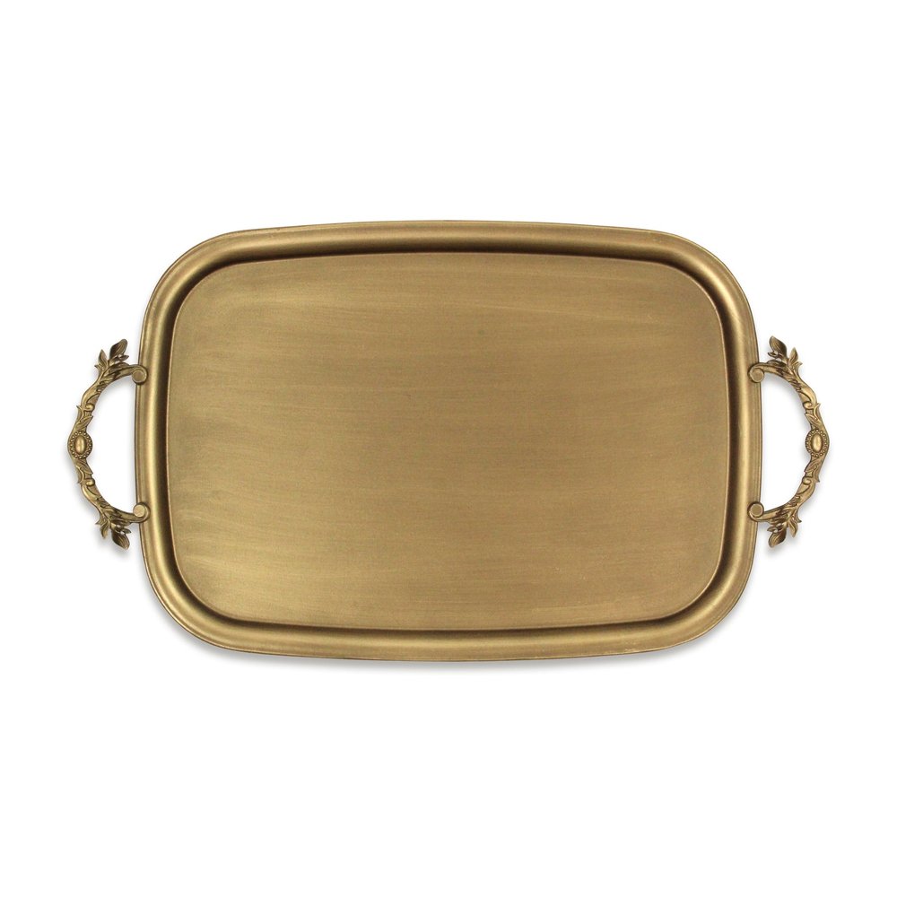 19" Antiqued Gold Cast Iron Handmade Vanity Tray