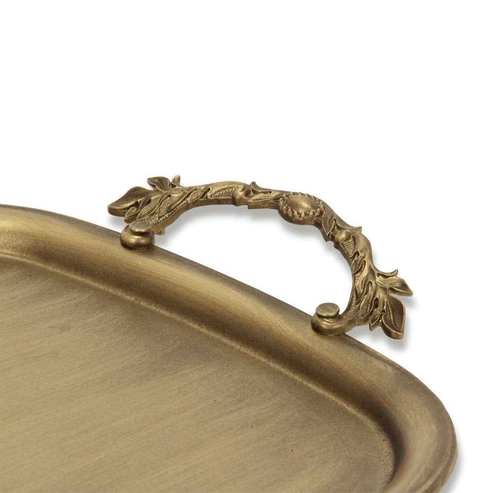 19" Antiqued Gold Cast Iron Handmade Vanity Tray