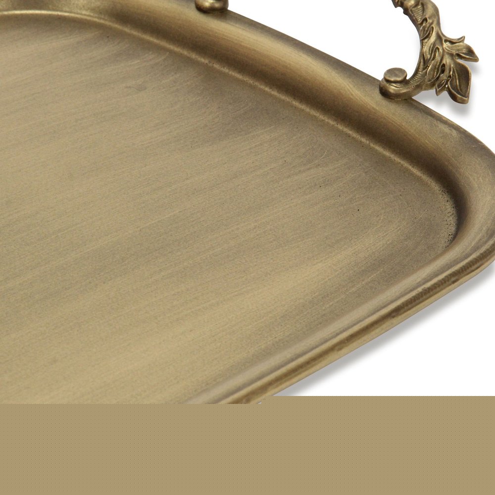 19" Antiqued Gold Cast Iron Handmade Vanity Tray
