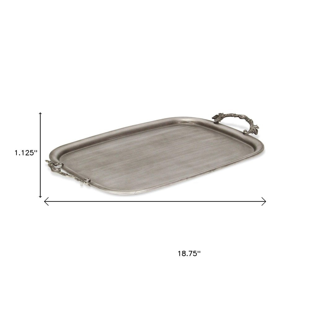 19" Silver Cast Iron Handmade Vanity Tray With Handles