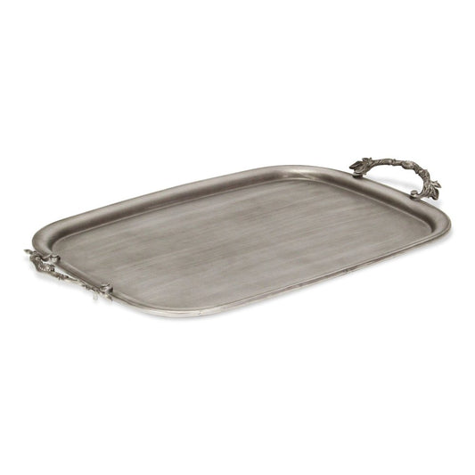 19" Silver Cast Iron Handmade Vanity Tray With Handles