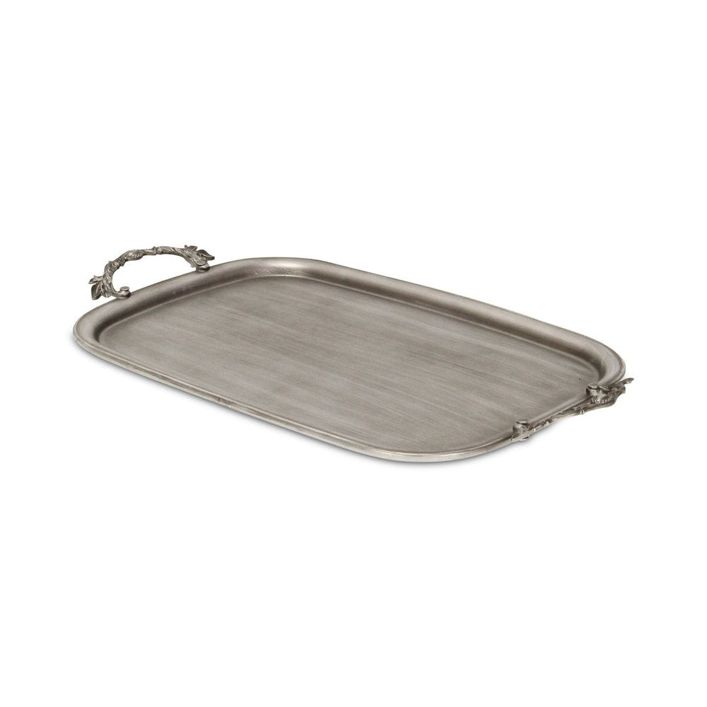 19" Silver Cast Iron Handmade Vanity Tray With Handles